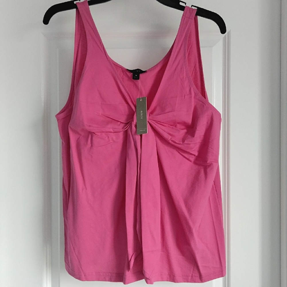 NWT S J.Crew Pink Tie Front V-Neck Tank Top NEW